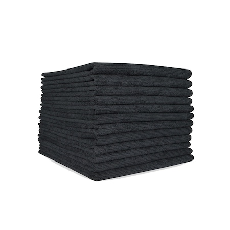Monarch Brands Microfiber Cloths - 16in x 16in, Black, 180PK M915100BL-CS